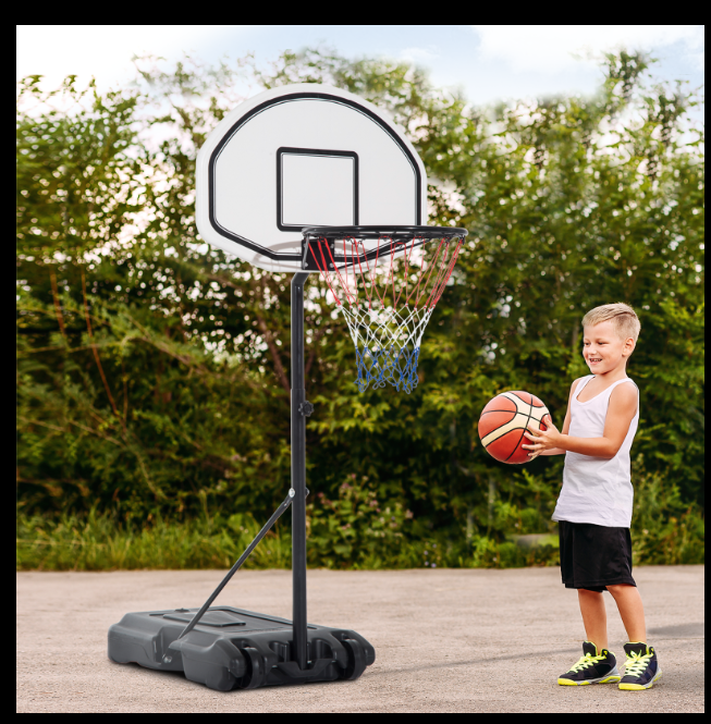35.5"-48.5" Adjustable Poolside Basketball Hoop With Wheels