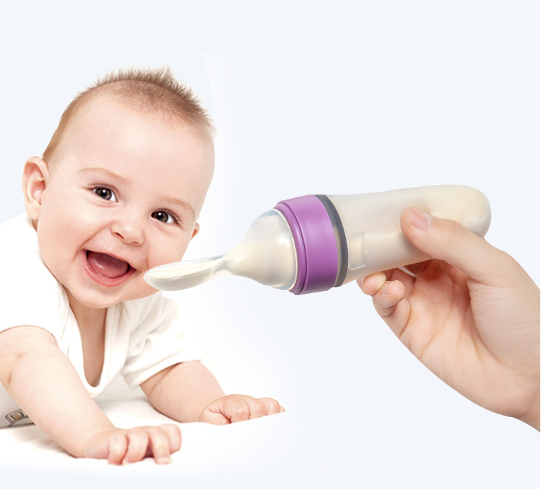 Baby Feeding Bottle With Silicone Squeeze Feeding Spoon