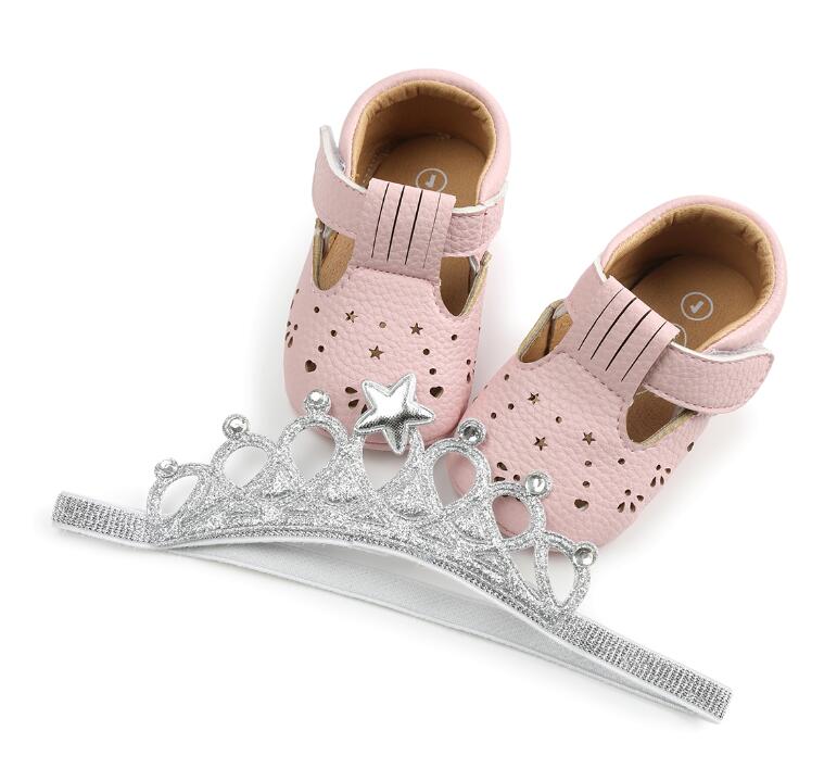2 Piece Set Breath Baby Girls Crib Shoes + bling