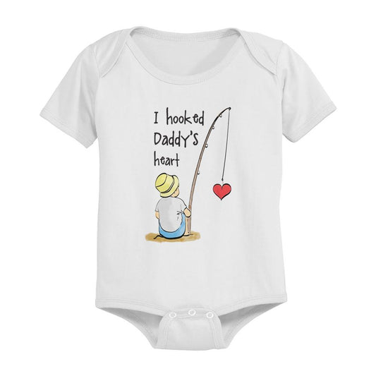 I Hooked Daddy’s Heart Baby Bodysuit – Adorable Newborn Outfit