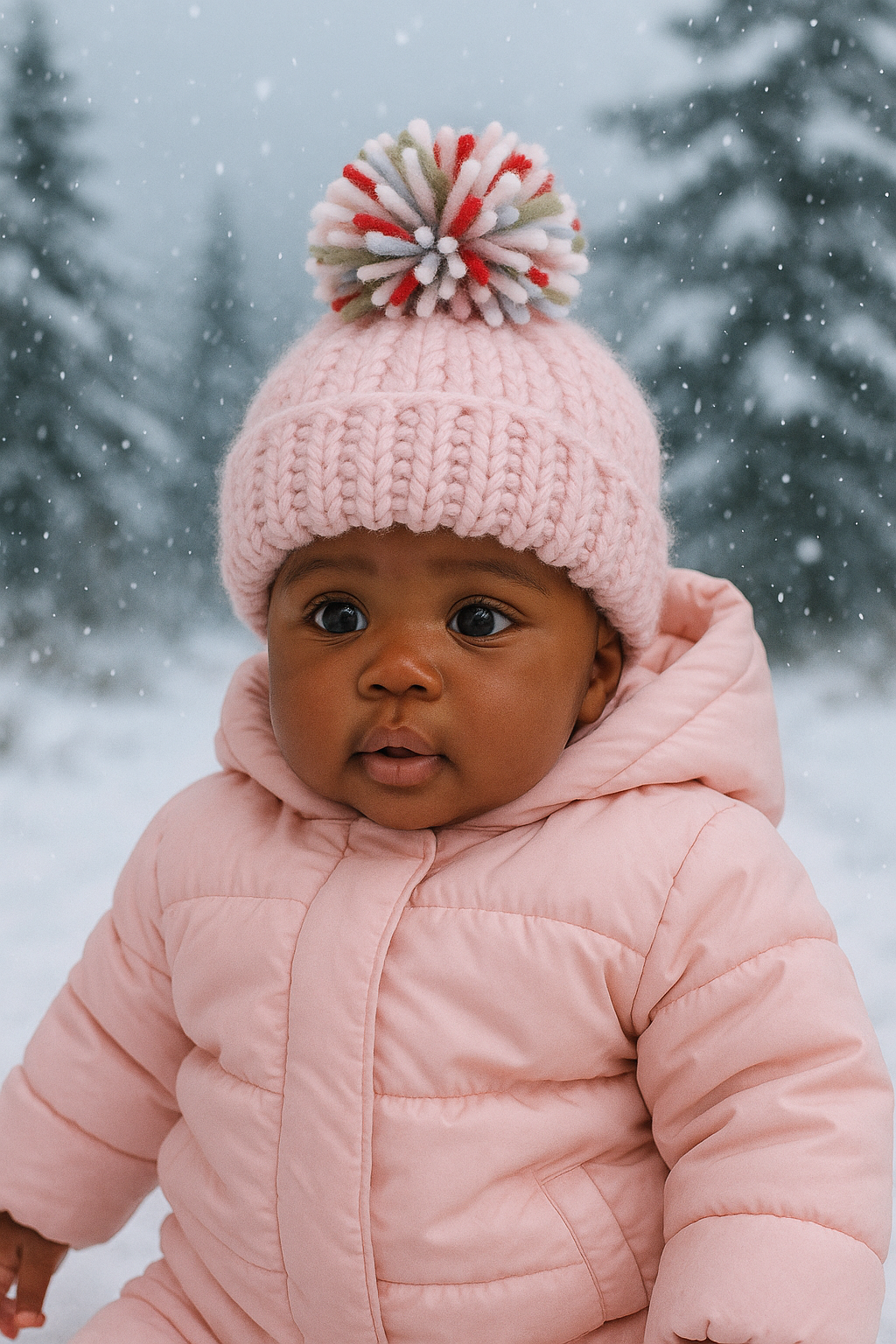 Pink Peppermint Baby & Toddler Girl Winter Hat – Soft Knit Pom Beanie