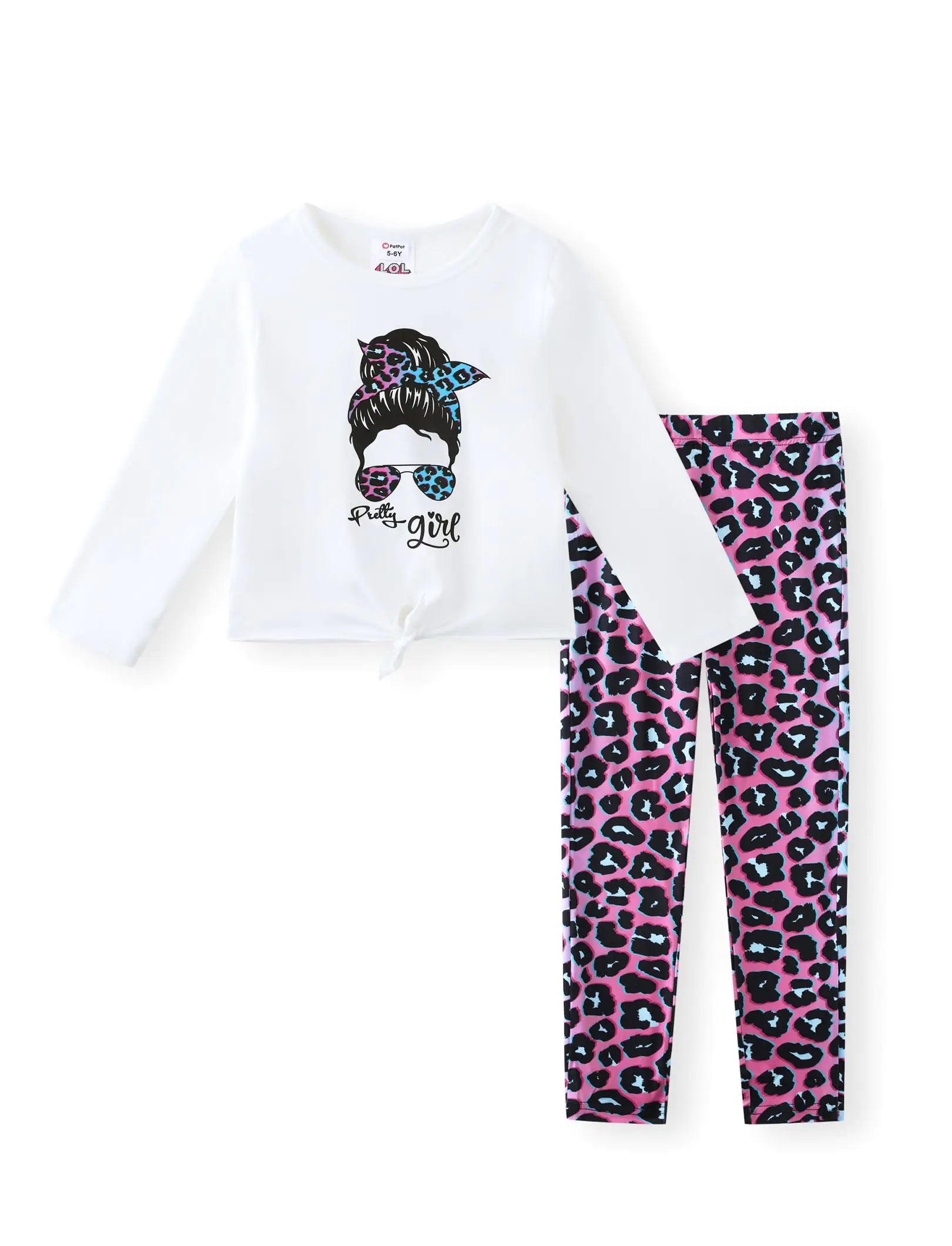 PATPAT Girls Pant Sets 2 Piece Fall Outfits Tween Girl Clothing Trendy Clothes For Teen Girls Tween Girls Clothes Figure Graphic Pullover Print Pants Sets 6T Girls Clothes Pink And Blue 6-7 Years