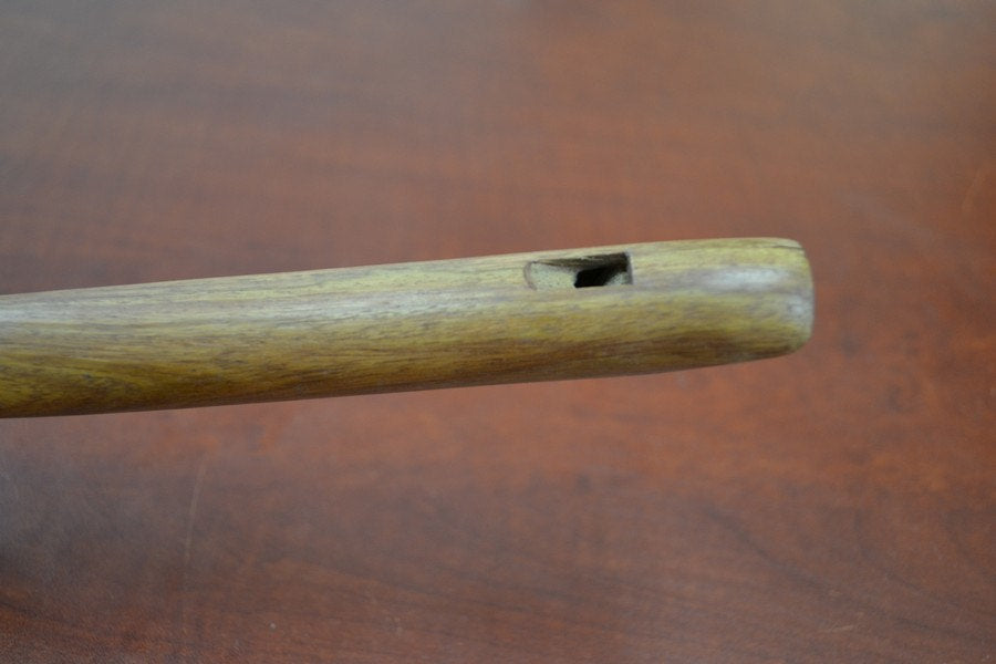 12" Hand Carved Brown Wooden Flute