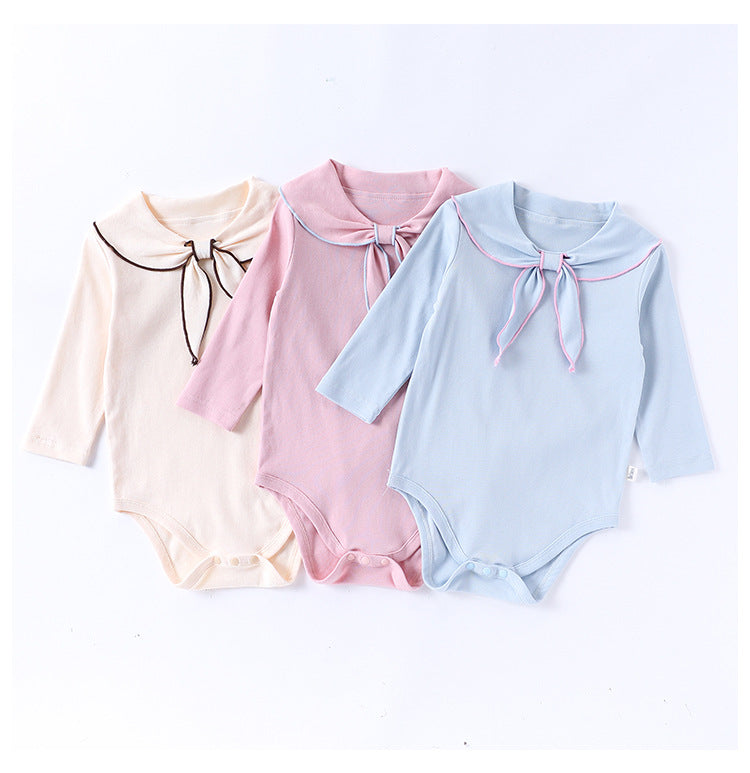 Spring New Arrival Baby Girls Long Sleeves Navy Collar Onesies
