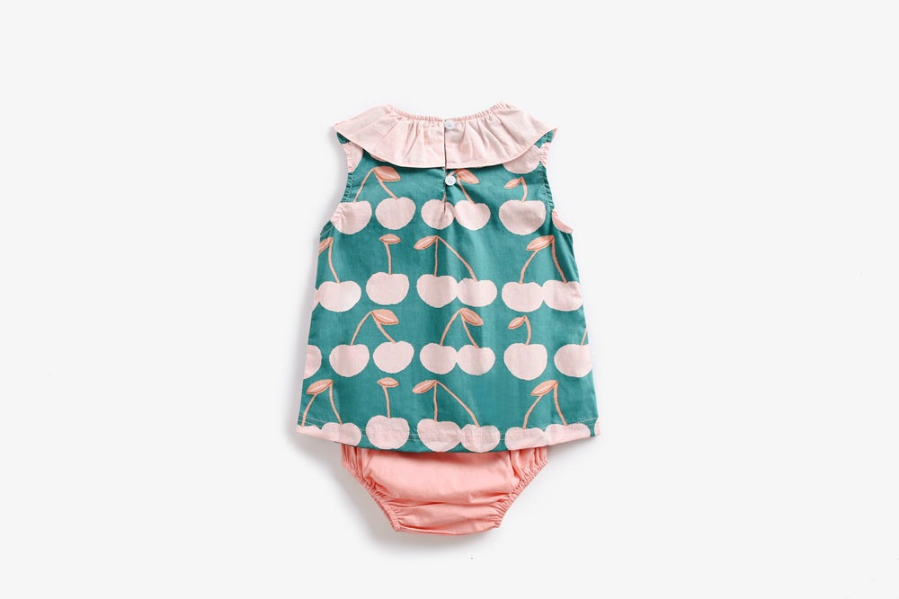 Baby Girl Cherry Print Ruffled Bodysuit