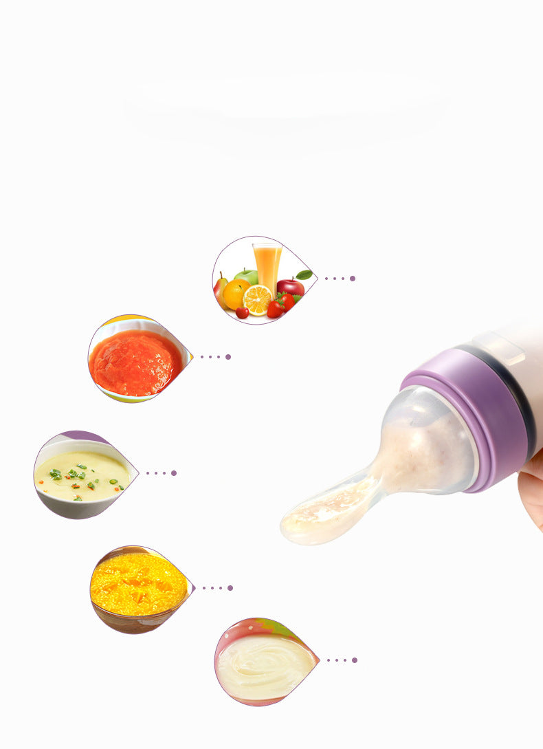 Baby Feeding Bottle With Silicone Squeeze Feeding Spoon