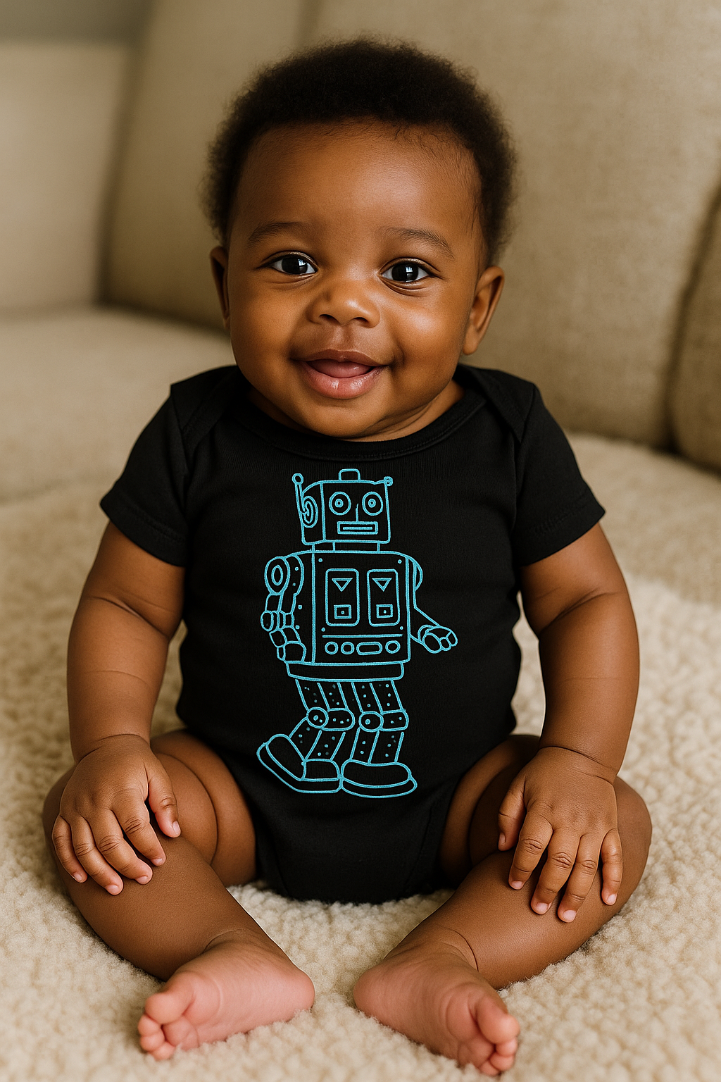 Vintage Robot Baby Onesie – Soft Cotton Infant Bodysuit for Boys & Girls | Retro Robot Graphic Baby Outfit