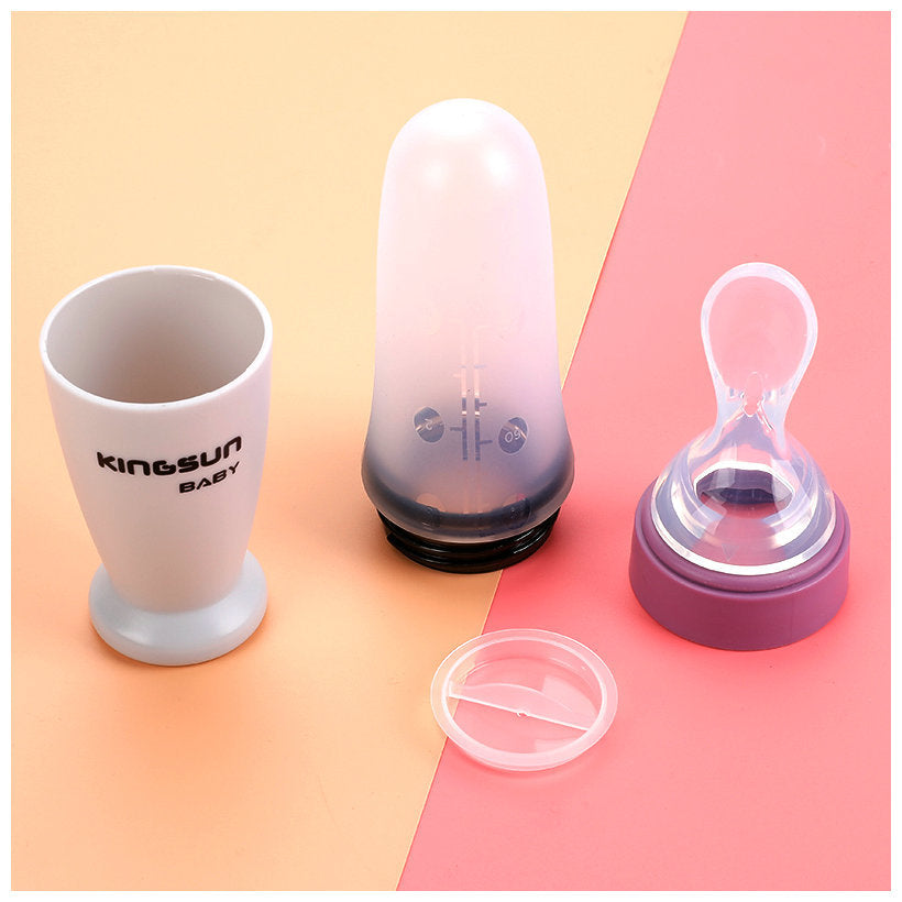 Baby Feeding Bottle With Silicone Squeeze Feeding Spoon