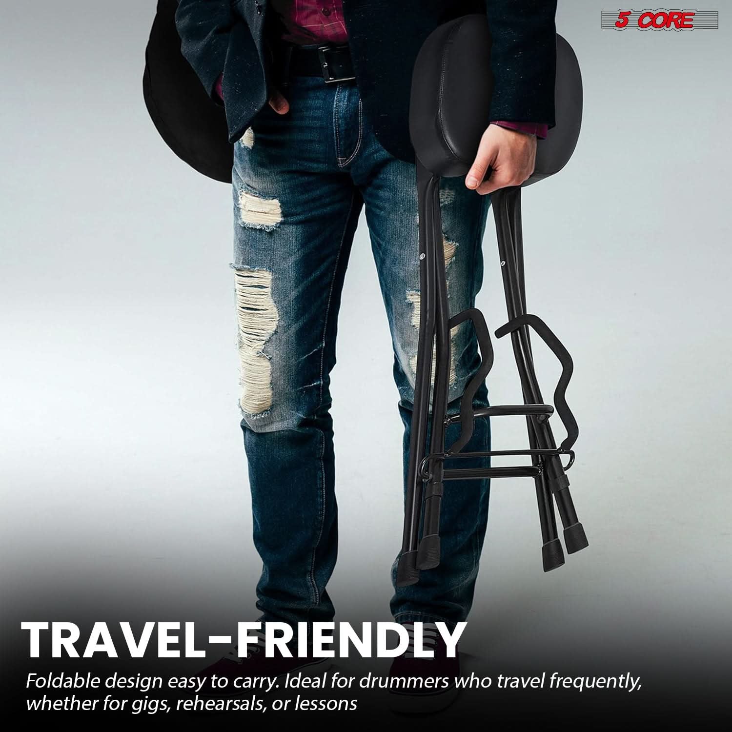 Kids  Professional Guitar Stool With Adjustable Backrest Padded Seat