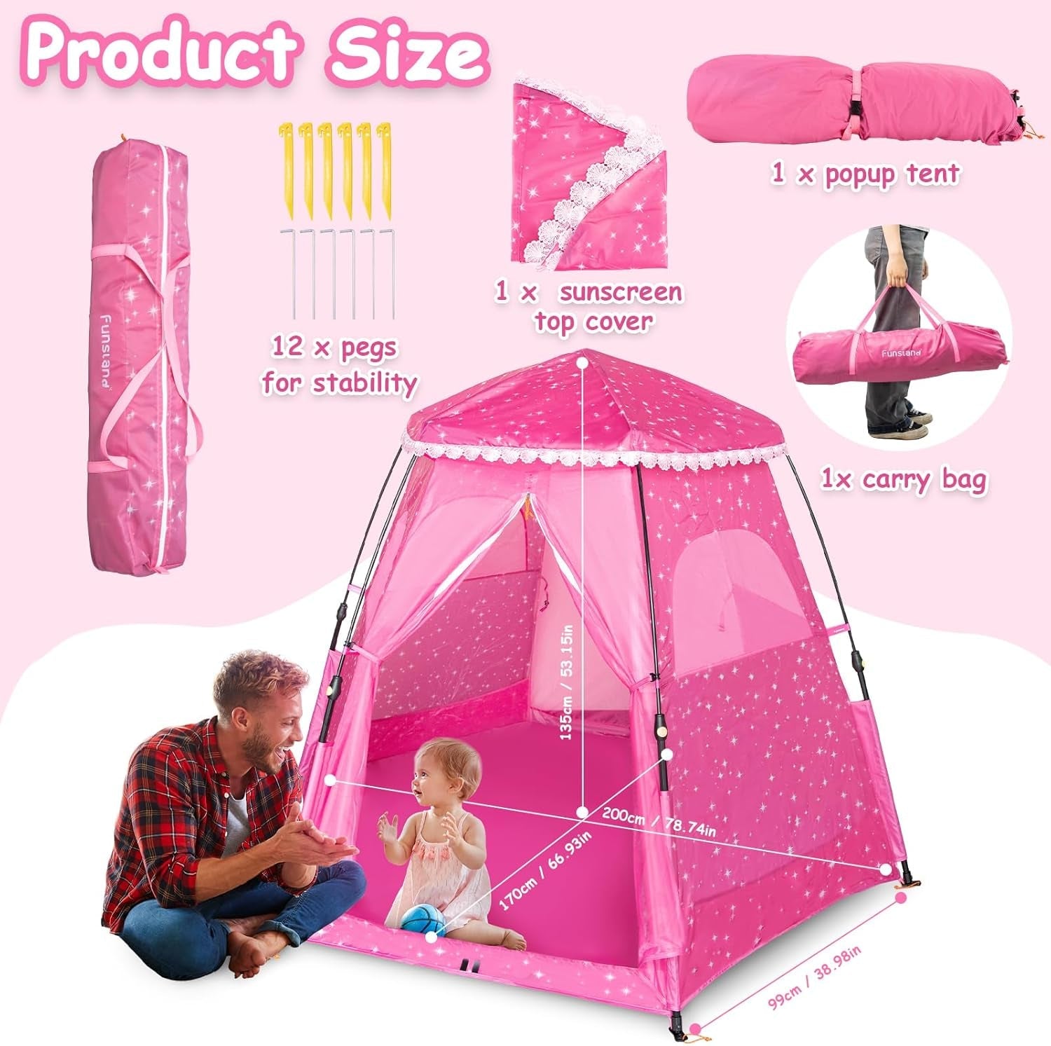 Princess  78"X 66" Portable Pop-Up Play Tent