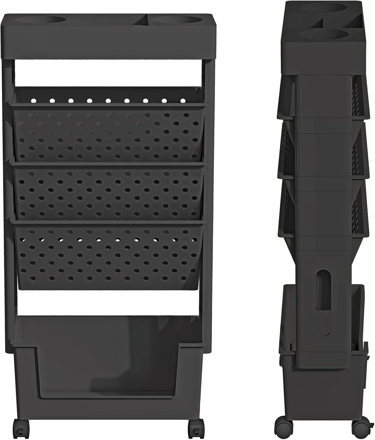 5-Tier Mobile Bookshelf, Rolling Bookcase Book Storage Rack, Movable