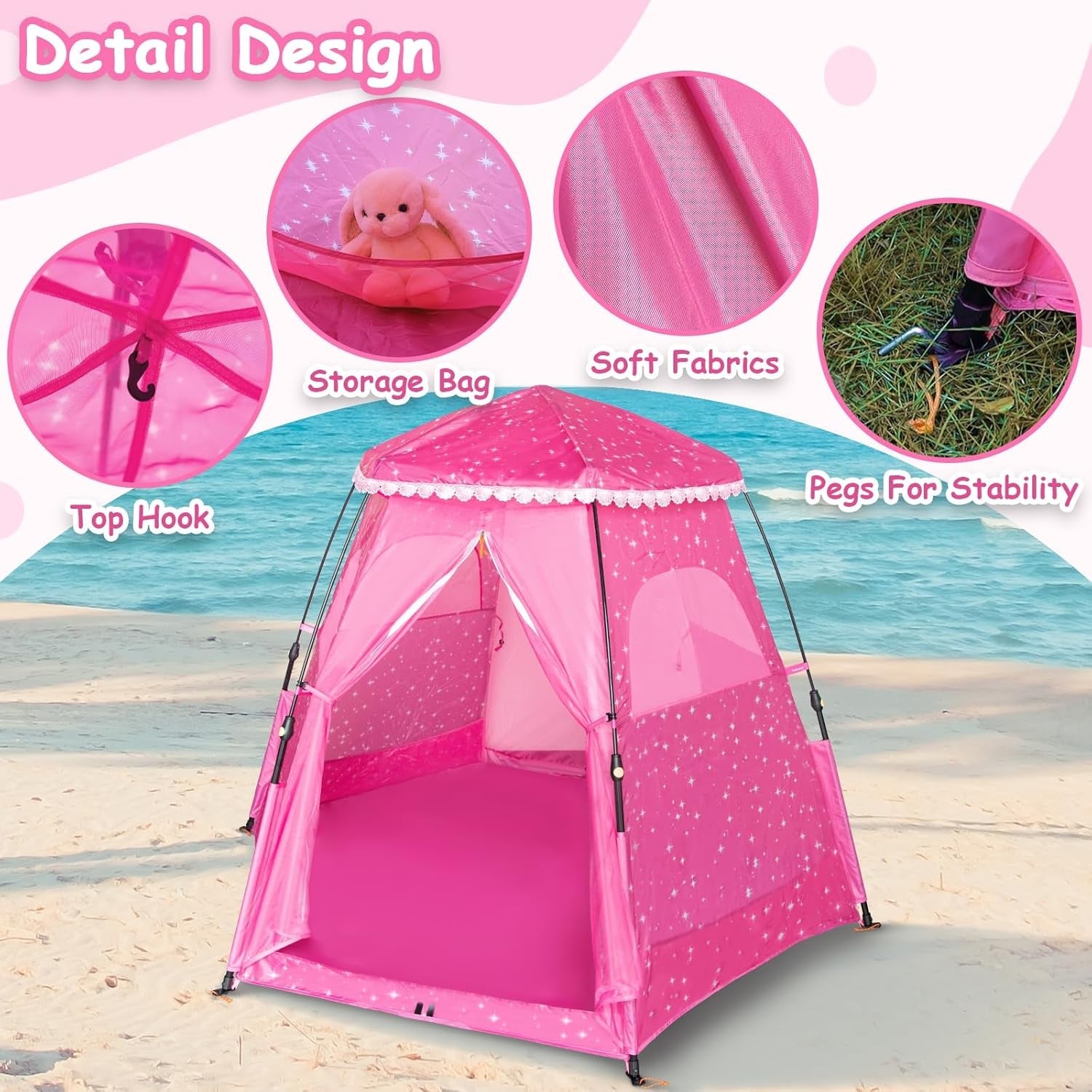 Princess  78"X 66" Portable Pop-Up Play Tent