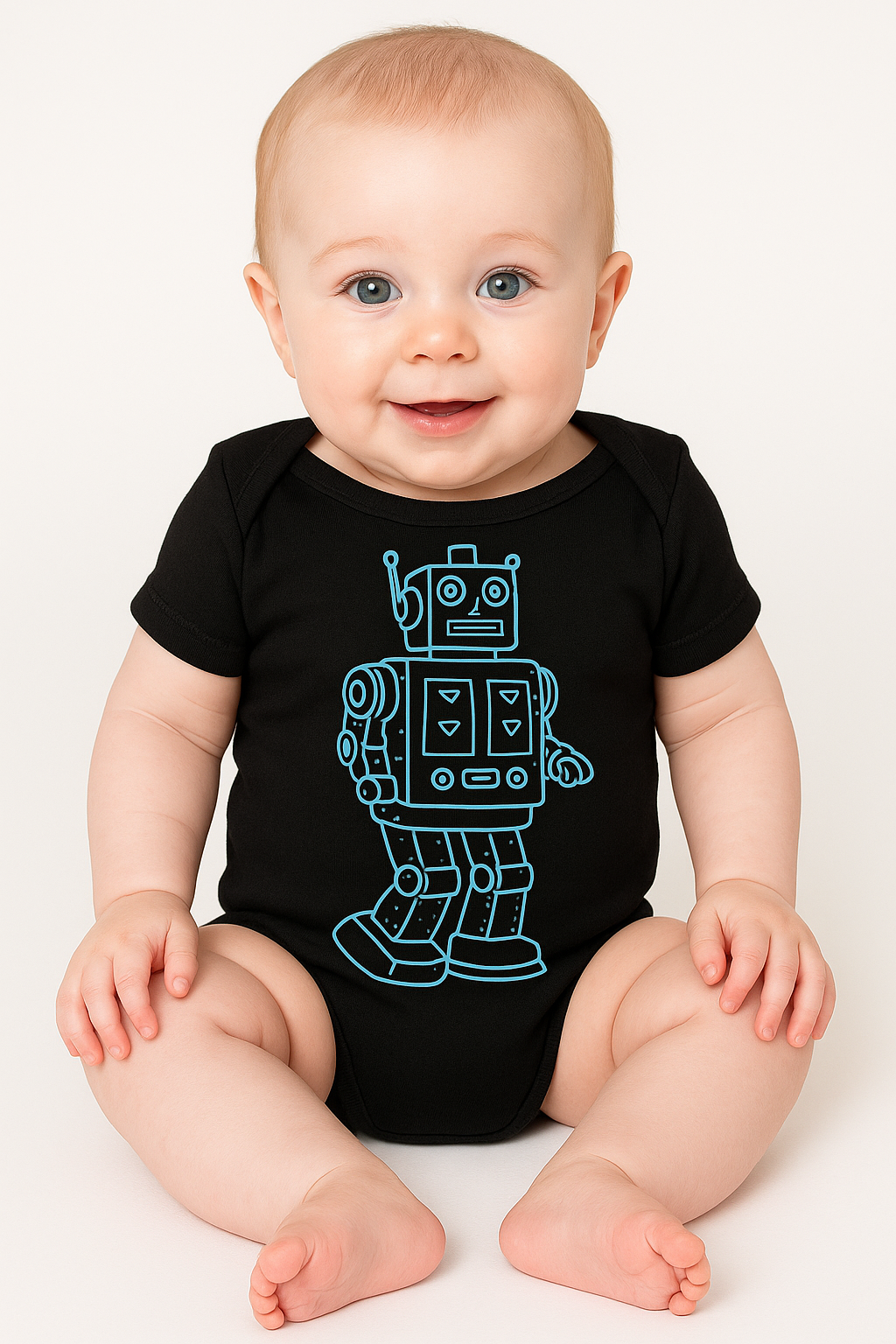 Vintage Robot Baby Onesie – Soft Cotton Infant Bodysuit for Boys & Girls | Retro Robot Graphic Baby Outfit