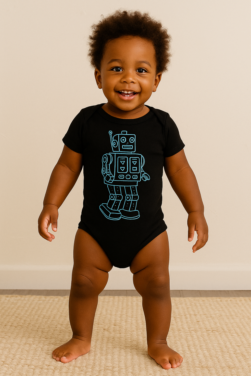 Vintage Robot Baby Onesie – Soft Cotton Infant Bodysuit for Boys & Girls | Retro Robot Graphic Baby Outfit