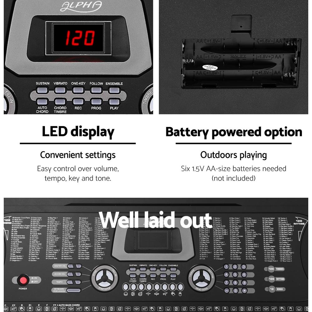 Alpha 61 Keys Electronic Piano Keyboard Digital Electric w/ Stand