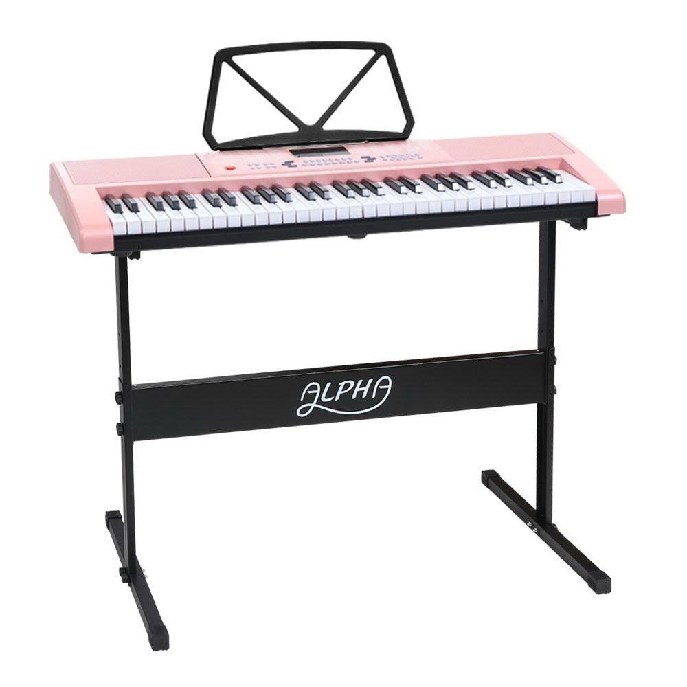 Alpha 61 Key Lighted Electronic Piano Keyboard With Stand