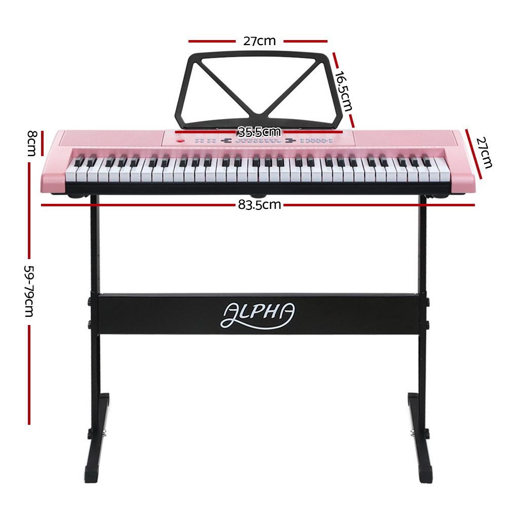 Alpha 61 Key Lighted Electronic Piano Keyboard With Stand