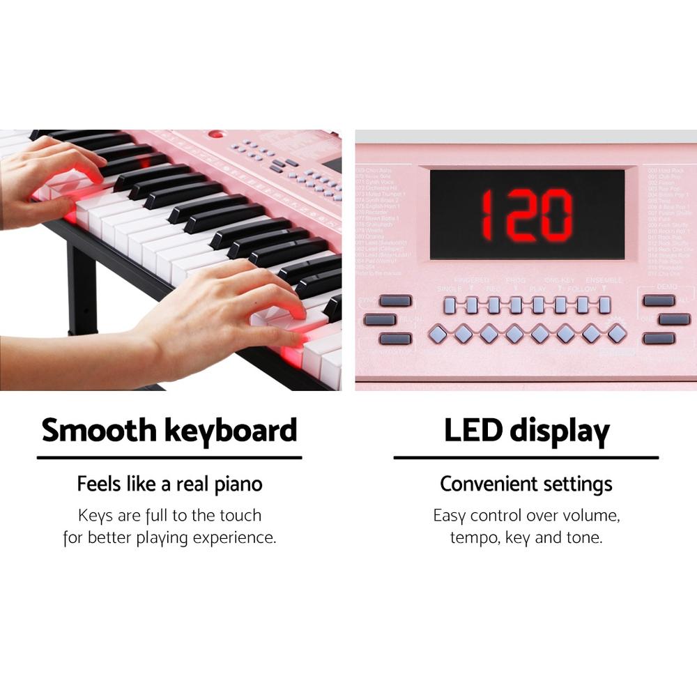 Alpha 61 Key Lighted Electronic Piano Keyboard With Stand