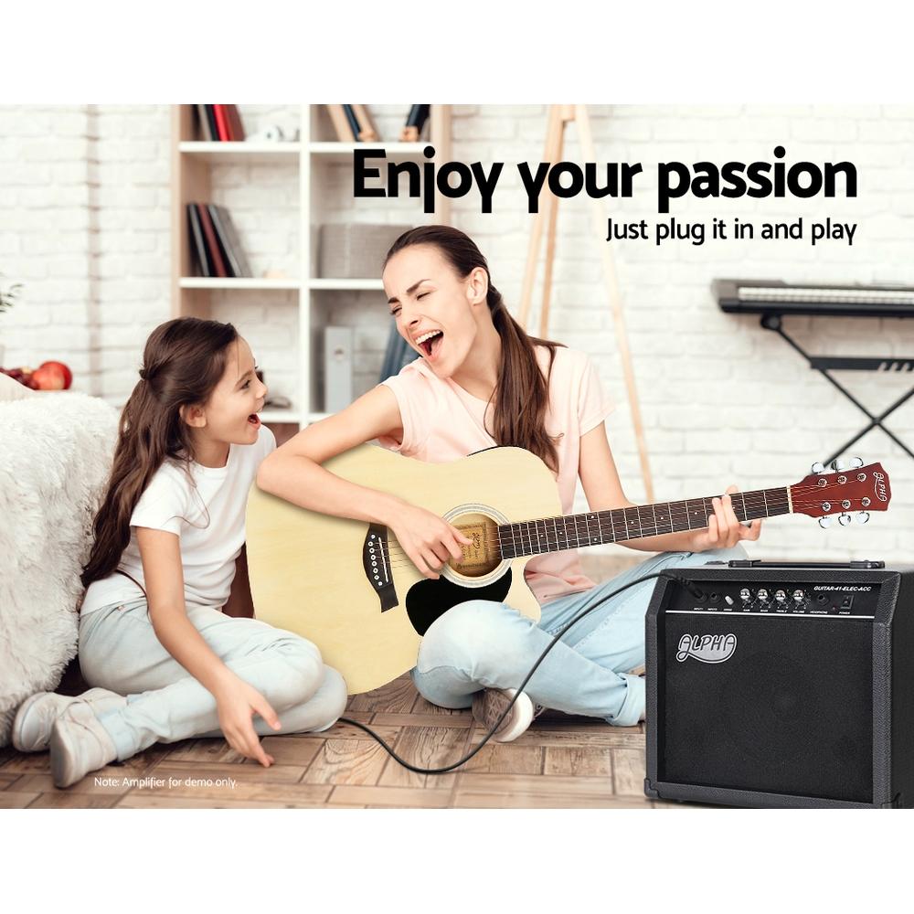 Alpha 41 Inch Acoustic Guitar Equaliser Electric Output Jack Cutaway