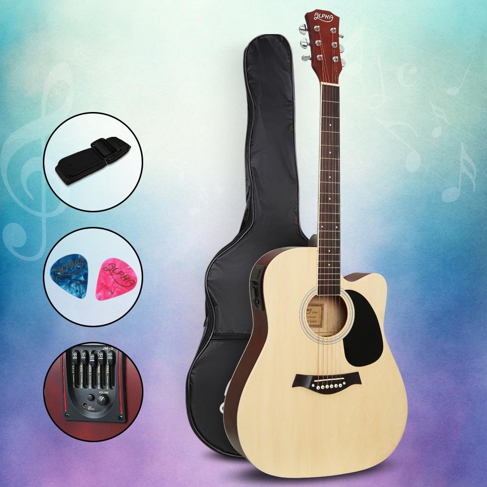 Alpha 41" Inch Electric Acoustic Guitar Wooden Classical EQ With