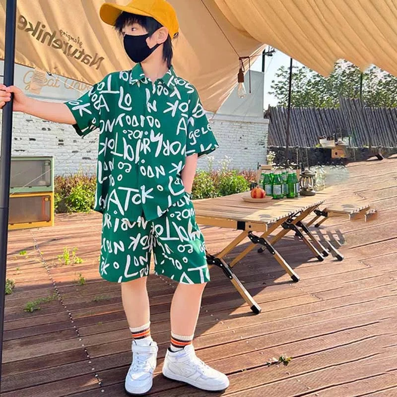 Boys Fashion Text Short Set