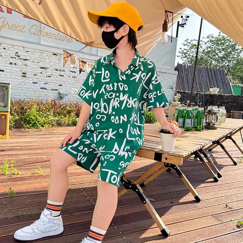 Boys Fashion Text Short Set