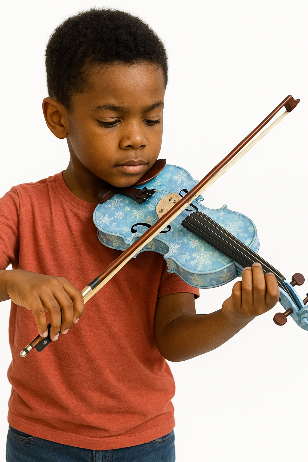 Winter Snowflake Design Violin – Handcrafted Student Acoustic Violin with Bow & Case