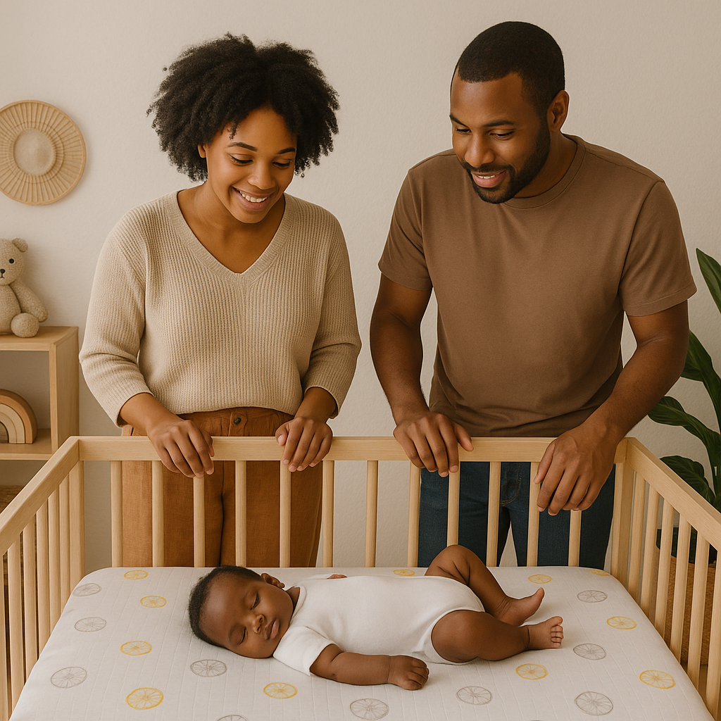 Vintage Wheel Bamboo Muslin Crib Sheet – Ultra-Soft Breathable Fitted Crib Sheet for Babies