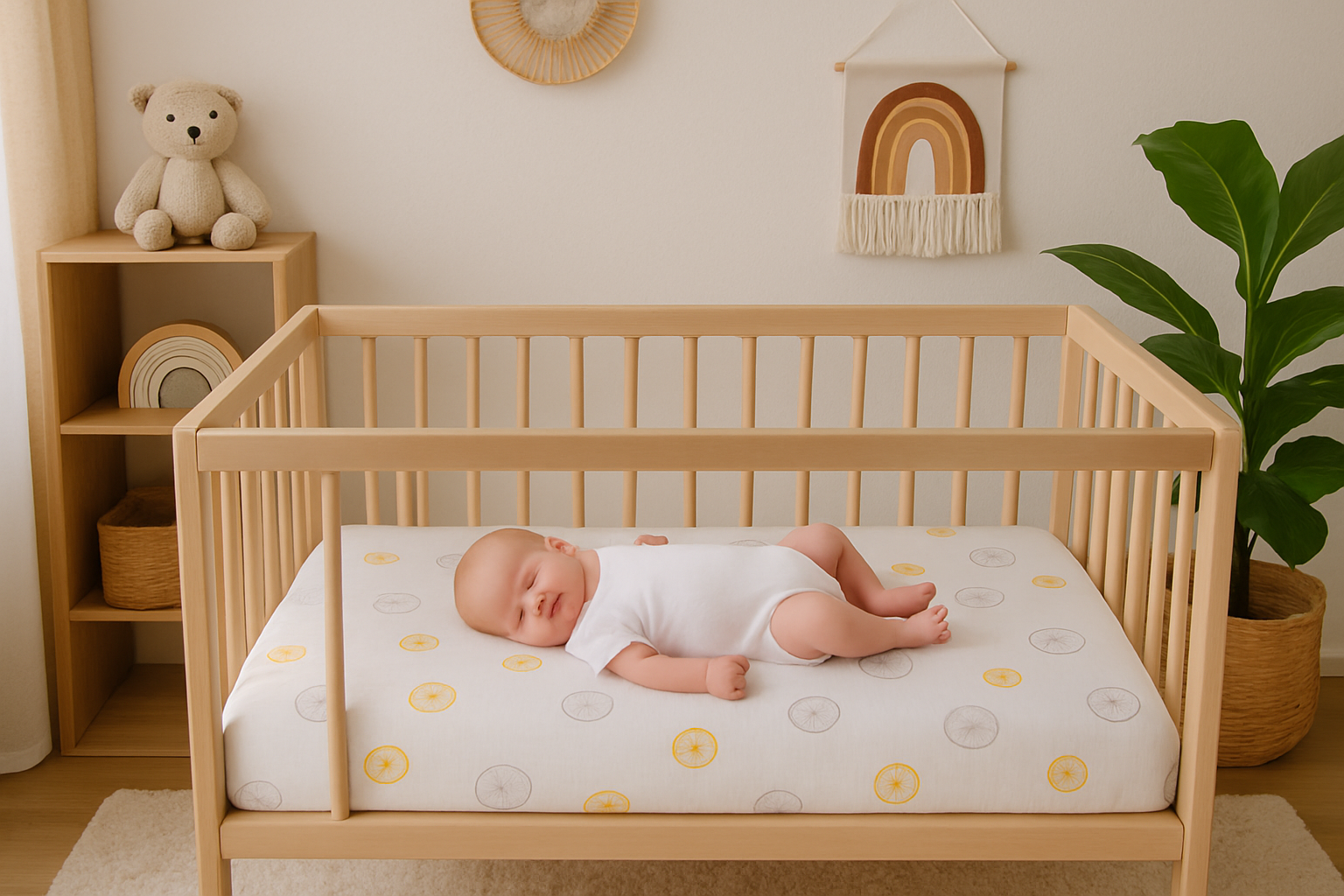 Vintage Wheel Bamboo Muslin Crib Sheet – Ultra-Soft Breathable Fitted Crib Sheet for Babies
