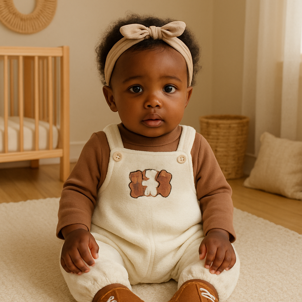 Unisex Teddy Bear Fleece Overalls Outfit Set – Cozy 2-Piece Baby & Toddler Fall/Winter Clothing (3–24 Months)