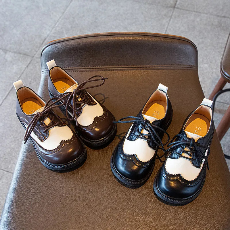 Classic Two-Tone Wingtip Oxford Shoes for Toddlers – Dress & Casual Comfort