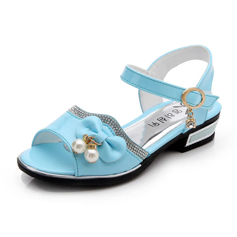 Girls Bowknot Pearl Sandals