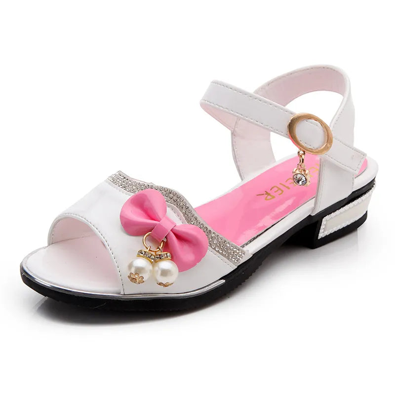 Girls Bowknot Pearl Sandals