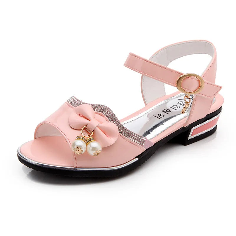 Girls Bowknot Pearl Sandals