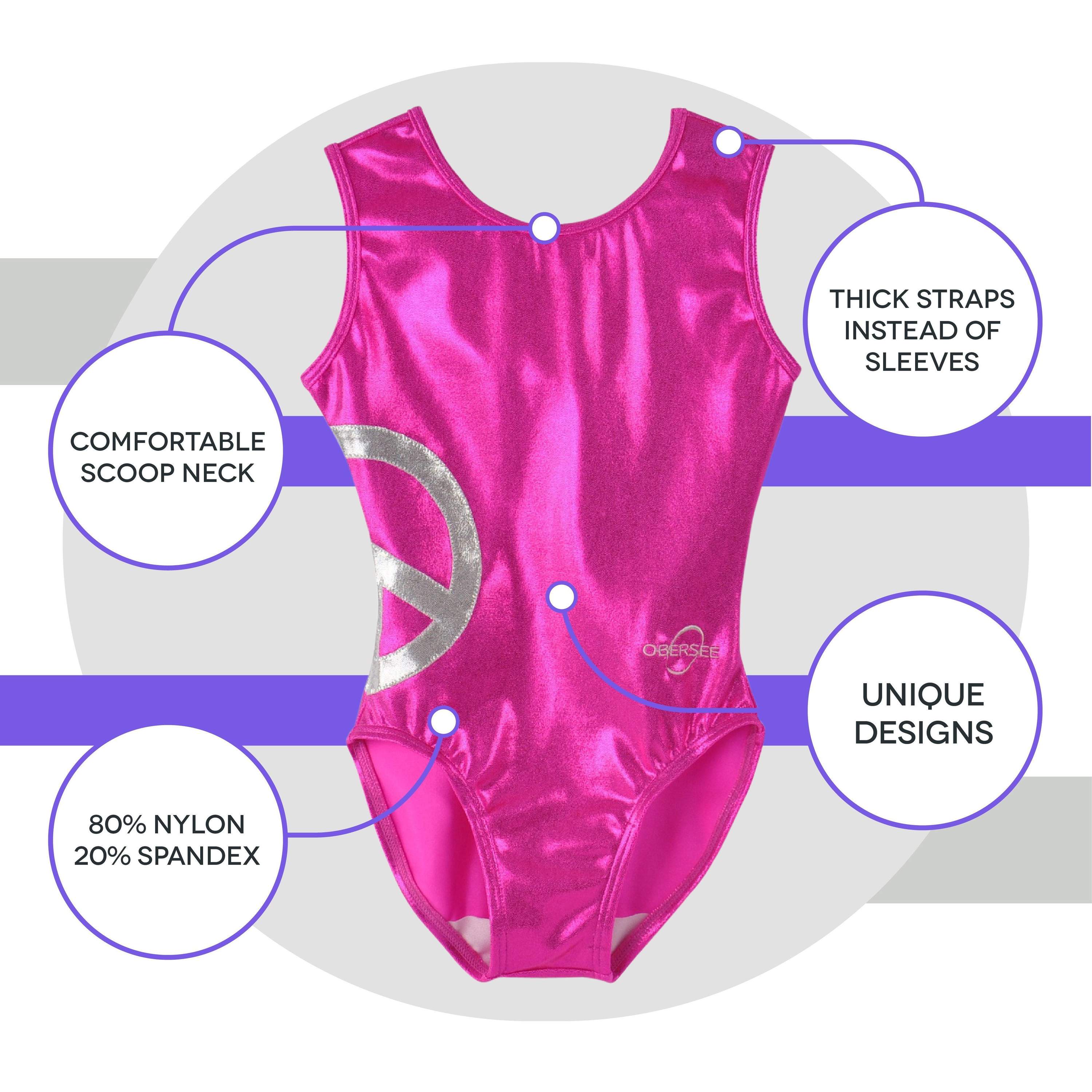 O3GL012 Obersee Girls Gymnastics Leotards One-Piece Athletic