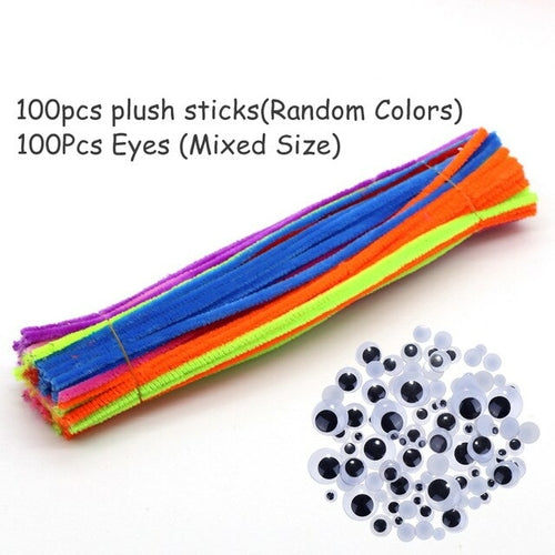 Plush Stick / Pompoms Rainbow Colors Shilly Stick Educational DIY Toys