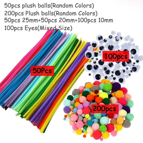 Plush Stick / Pompoms Rainbow Colors Shilly Stick Educational DIY Toys