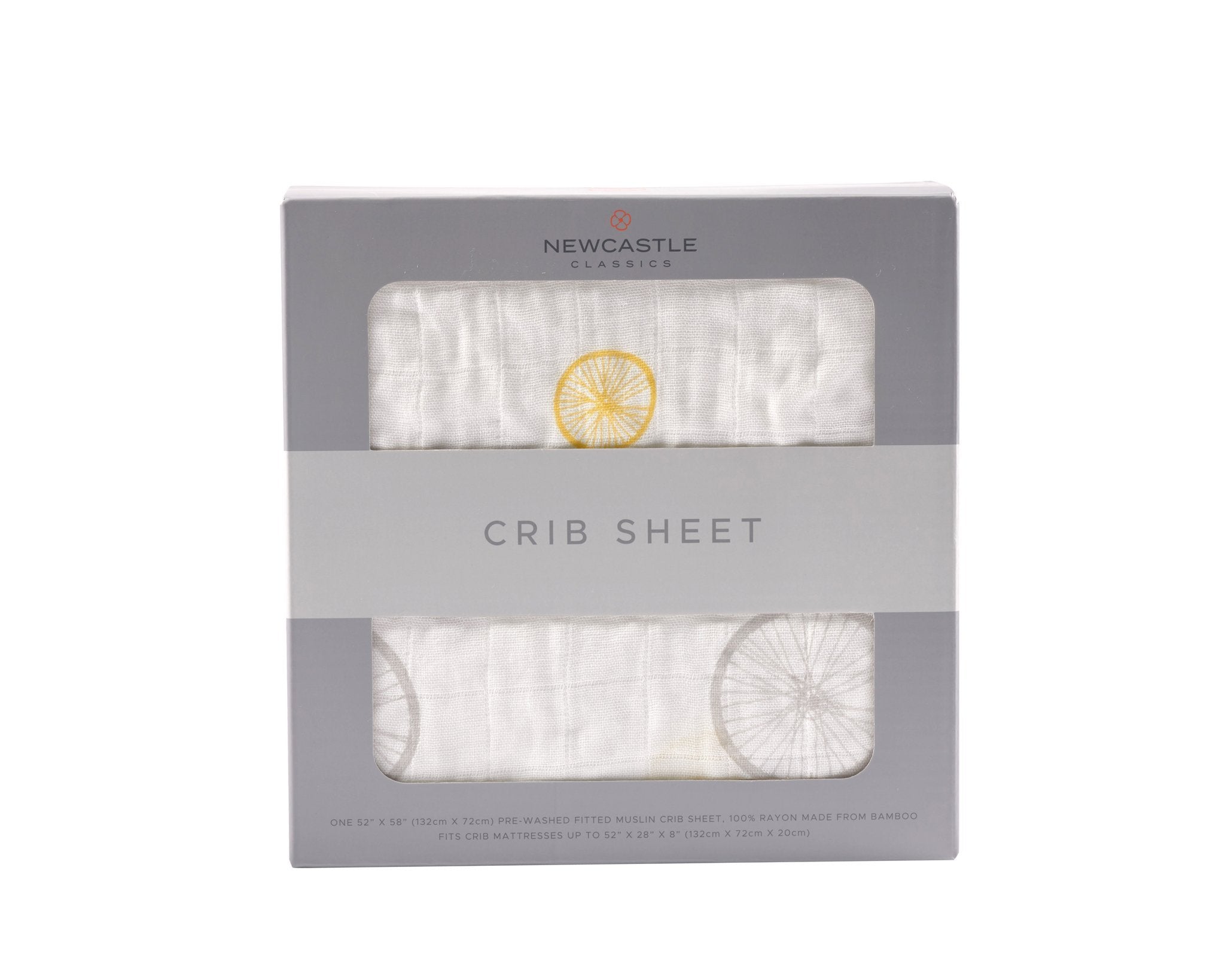 Vintage Wheel Bamboo Muslin Crib Sheet – Ultra-Soft Breathable Fitted Crib Sheet for Babies