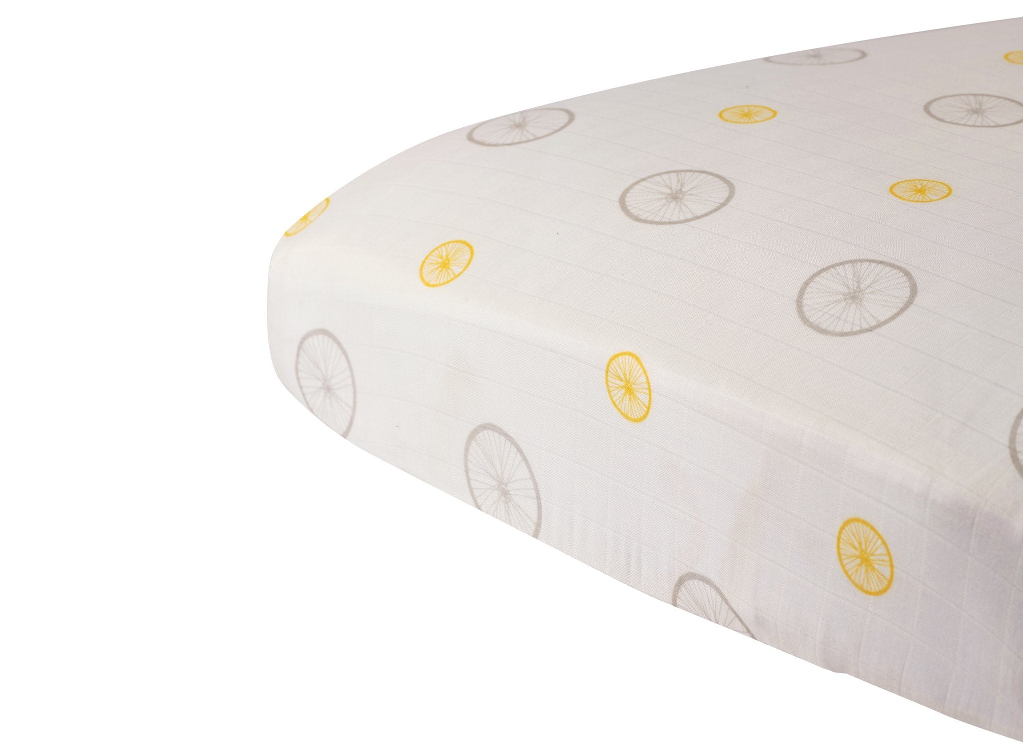 Vintage Wheel Bamboo Muslin Crib Sheet – Ultra-Soft Breathable Fitted Crib Sheet for Babies