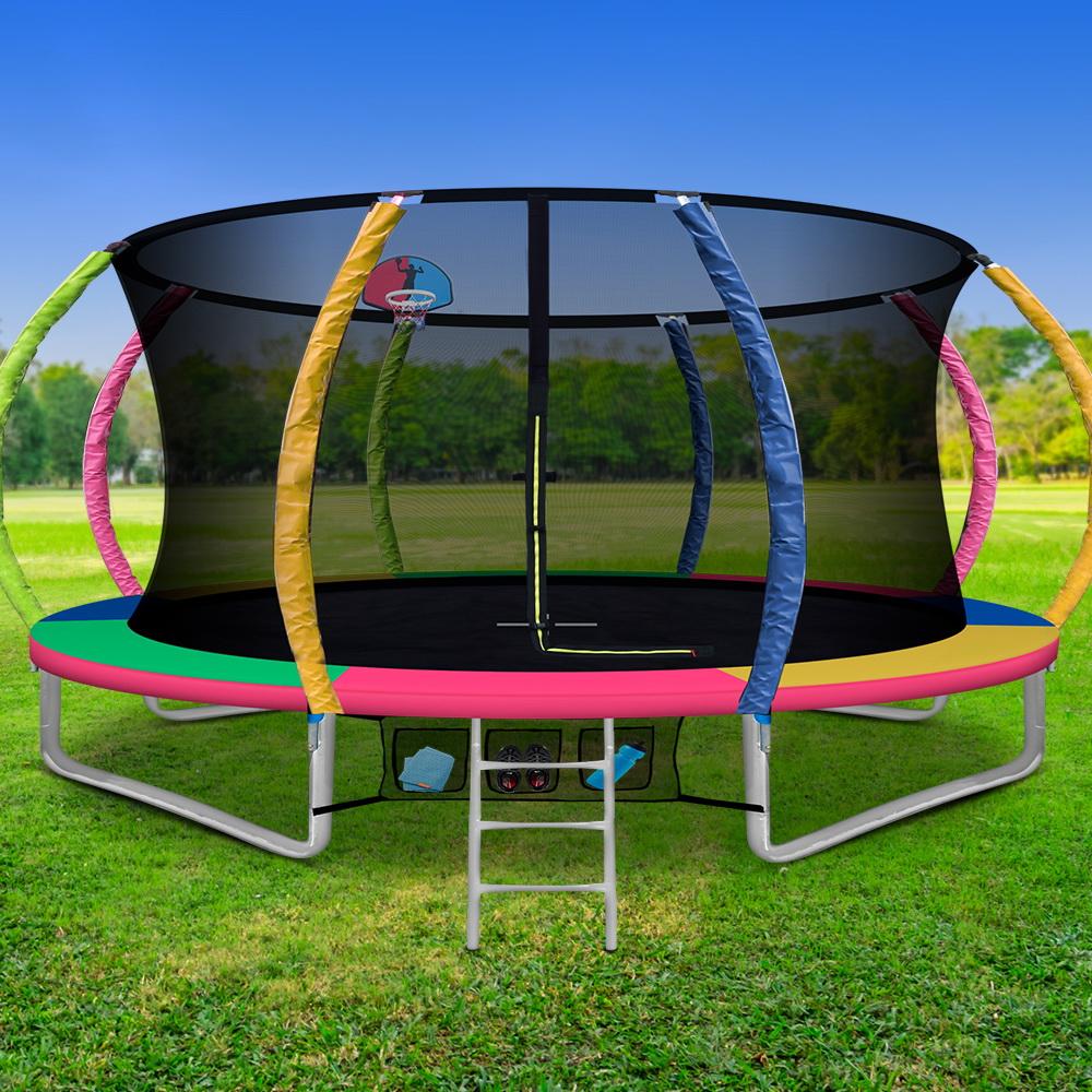 14ft Trampoline Everfit Kids Trampoline Rebounder w/ Ladder Basketball