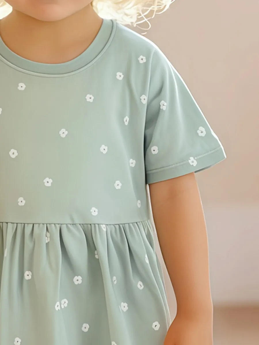Toddler Girl Bunny & Mouse Flower Print Dress
