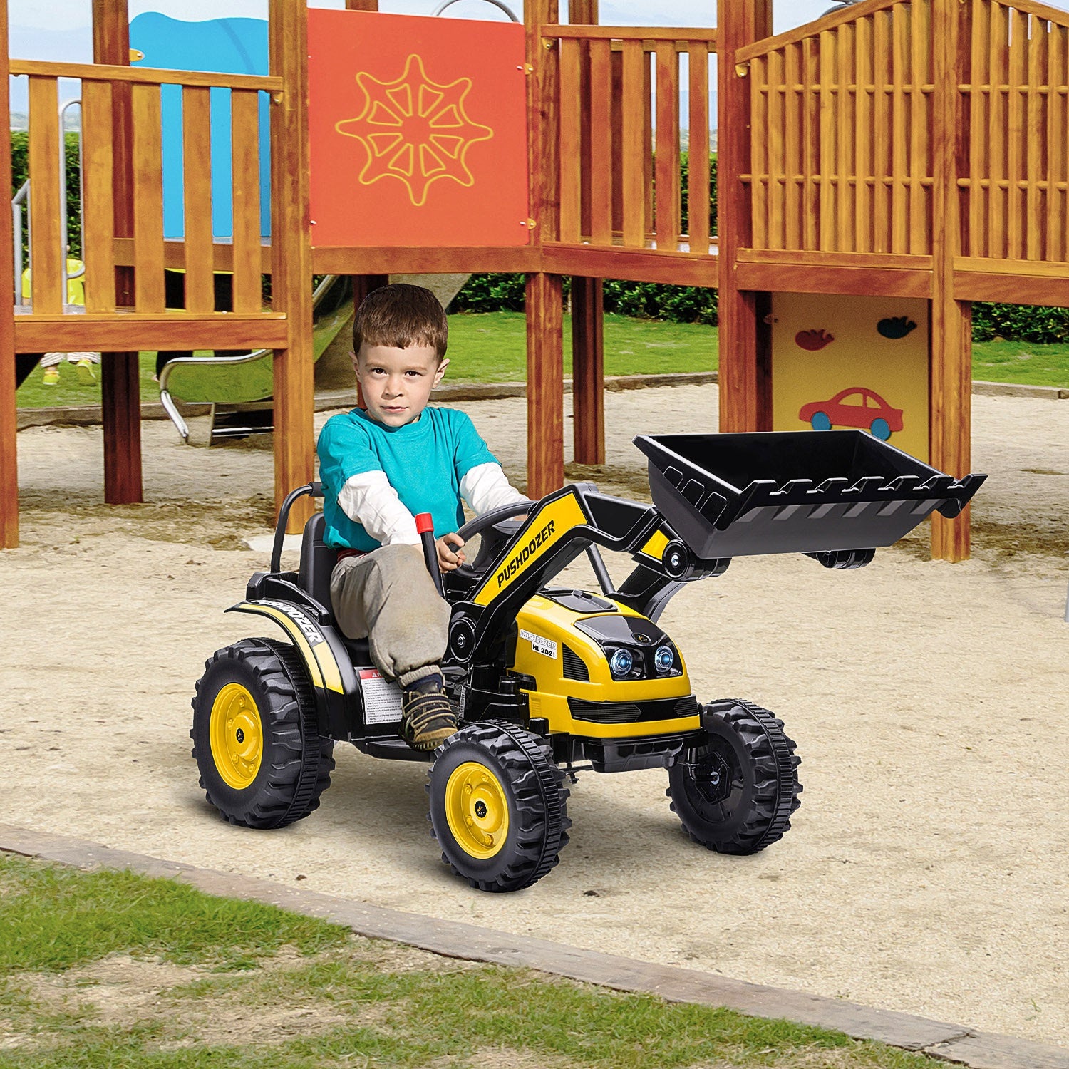 Aosom Kids Digger Ride On Excavator 6V Battery Powered Construction