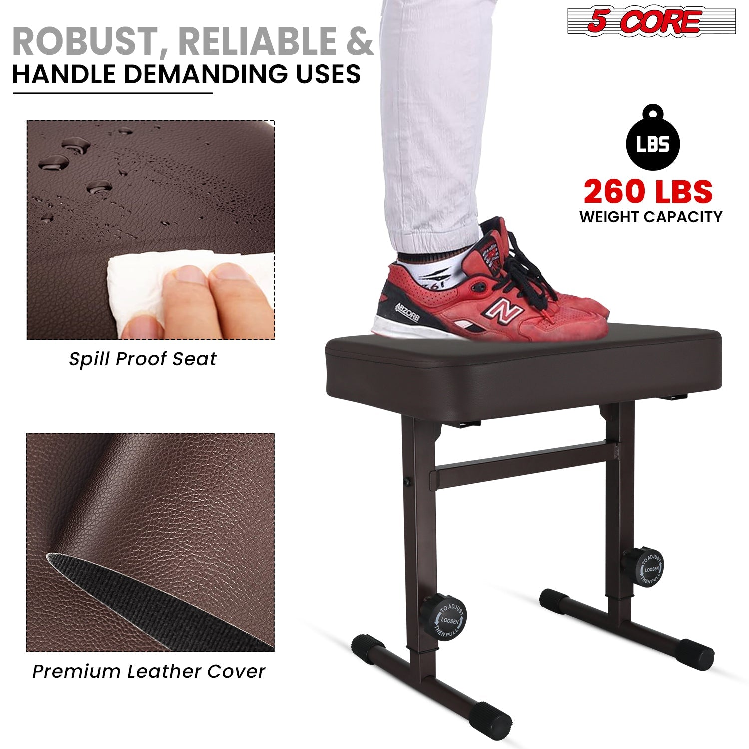 5CORE Keyboard Bench Piano Stool Thick Padded Seat Height Adjustable