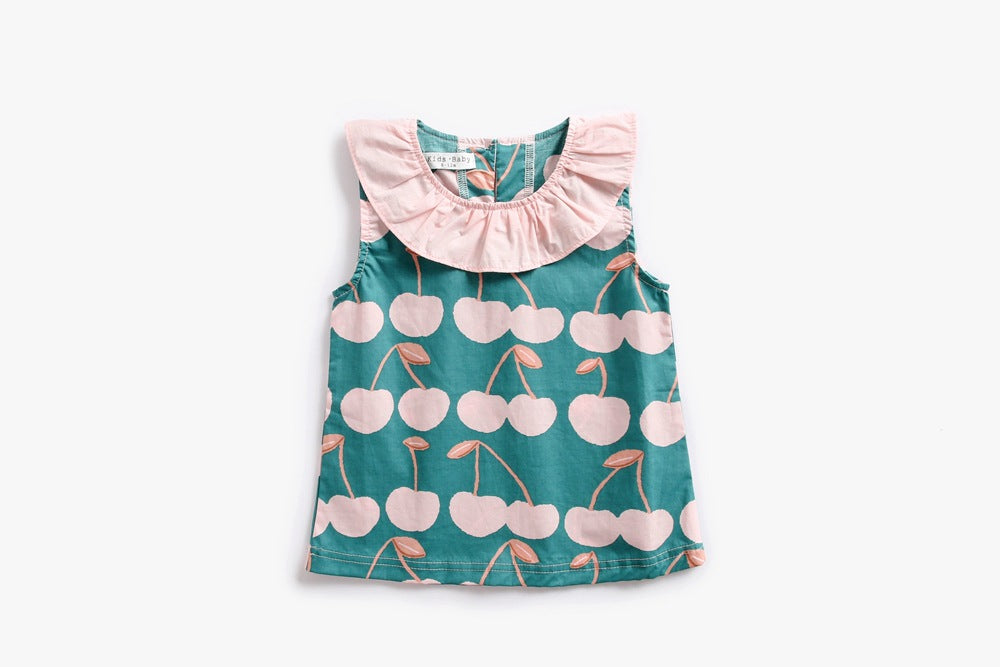 Baby Girl Cherry Print Ruffled Bodysuit