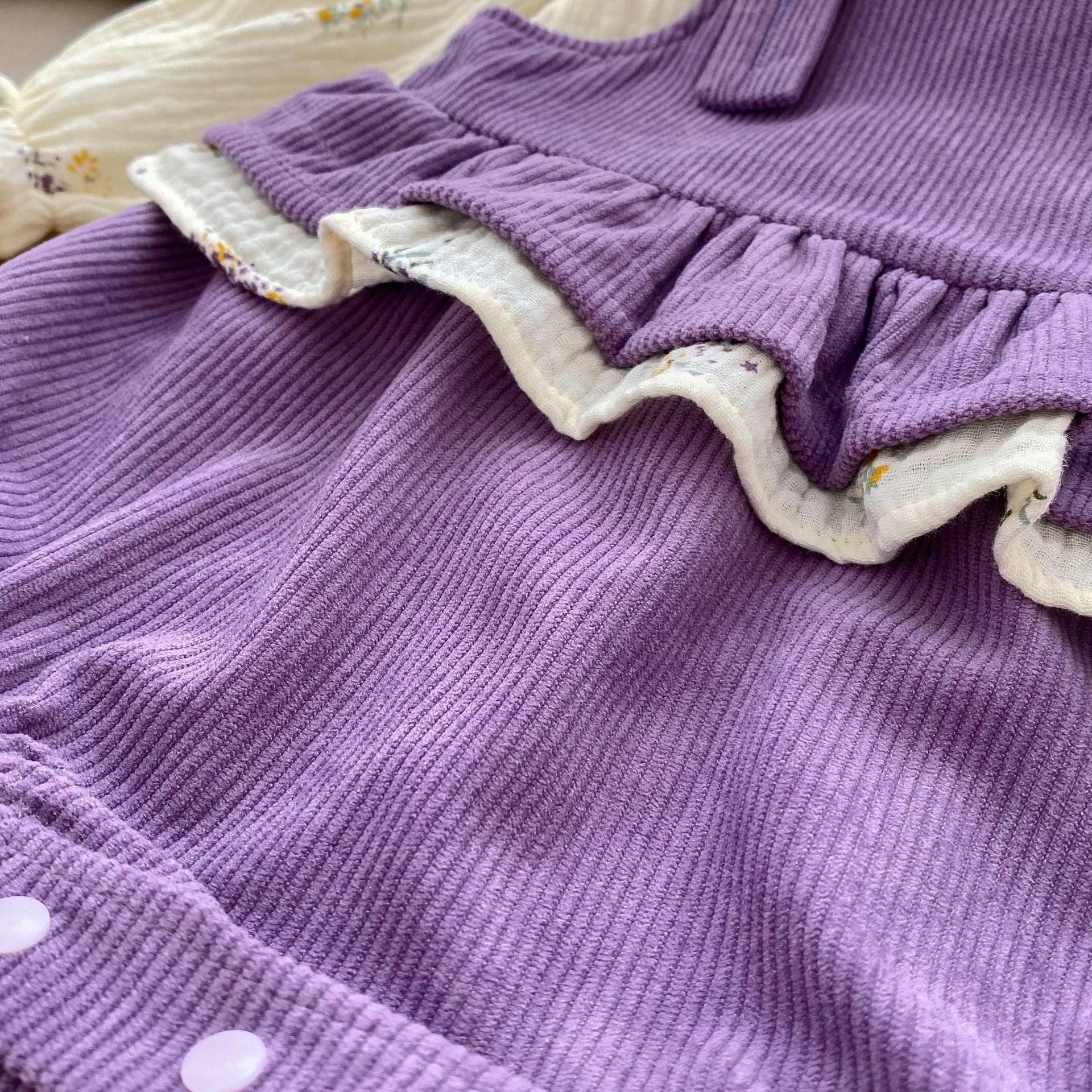 Arrival Autumn Baby Girls Long Sleeves Floral Top and Purple Strap