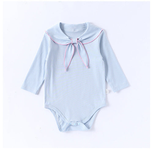 Spring New Arrival Baby Girls Long Sleeves Navy Collar Onesies
