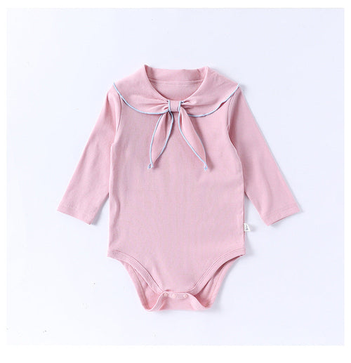 Spring New Arrival Baby Girls Long Sleeves Navy Collar Onesies