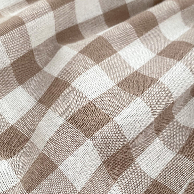 Summer Baby Kids Girls Plaid Short Sleeves Round Collar Top And Shorts