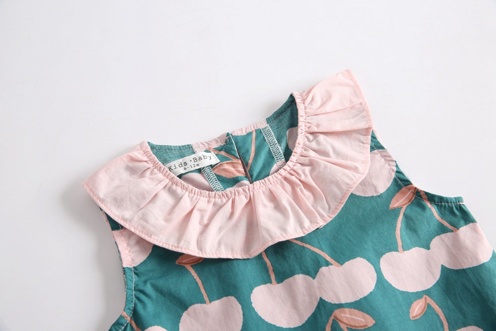 Baby Girl Cherry Print Ruffled Bodysuit