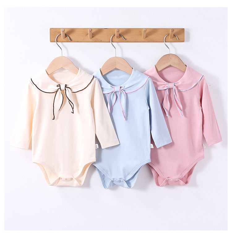 Spring New Arrival Baby Girls Long Sleeves Navy Collar Onesies